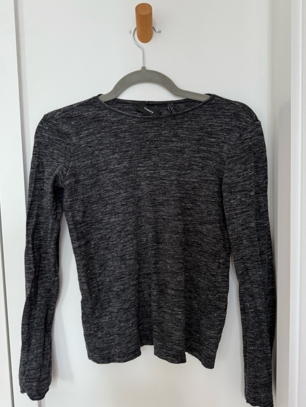 Theory Charcoal Heather Long Sleeve Top
